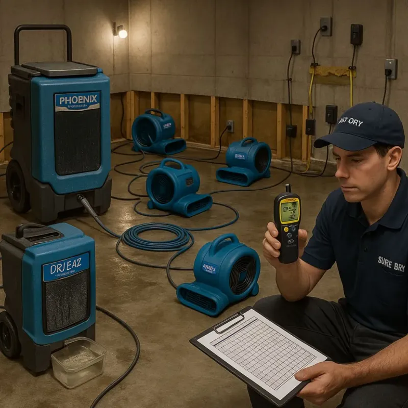 Structural Drying and Dehumidification process in North Judson, IN